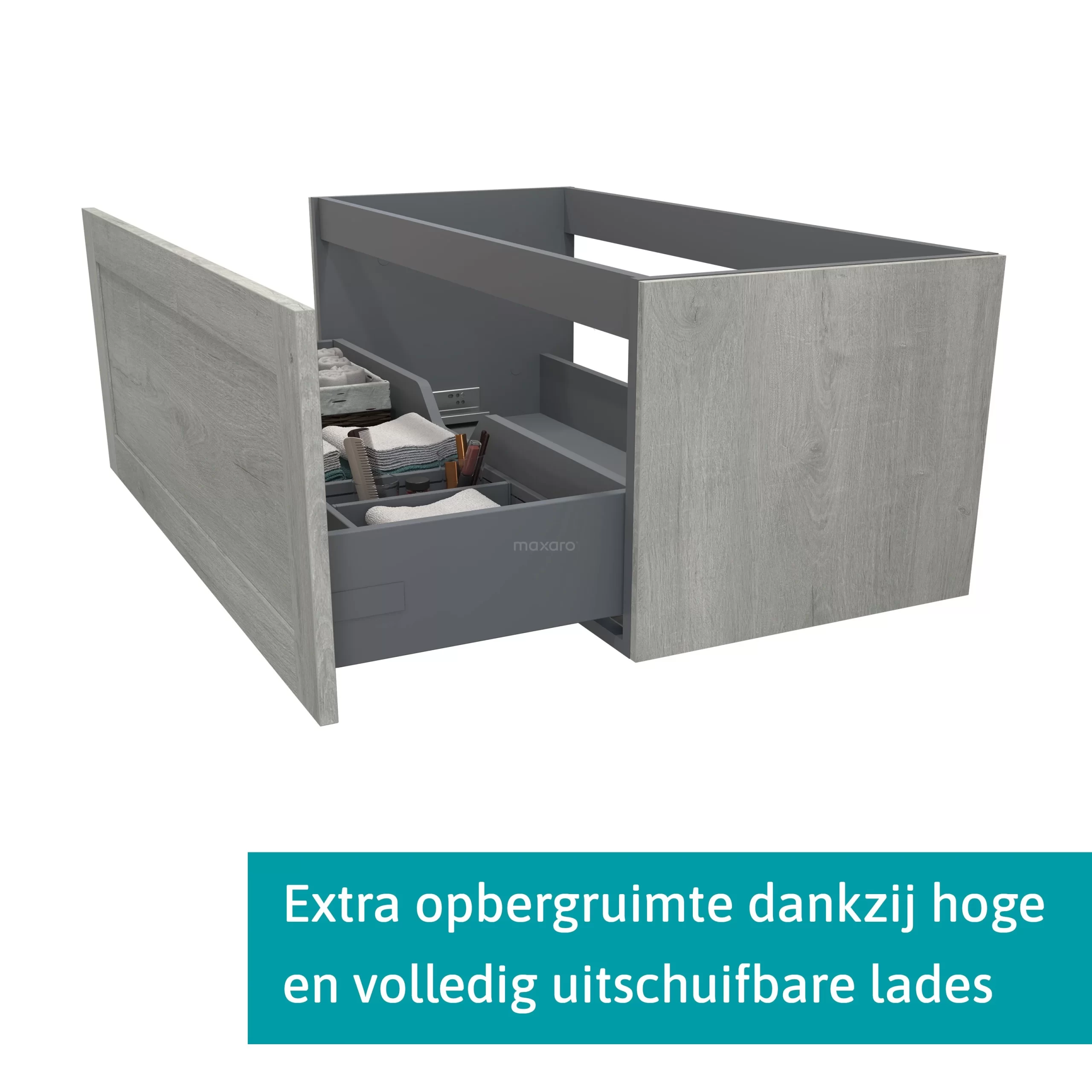 Modulo Plato Badkamermeubel Voor Waskom | 120 Cm Grijs Eiken Kader Front Eiken Blad 1 Lade 4 Modulo Plato Badkamermeubel Voor Waskom | 120 Cm Grijs Eiken Kader Front Eiken Blad 1 Lade - Afbeelding 2