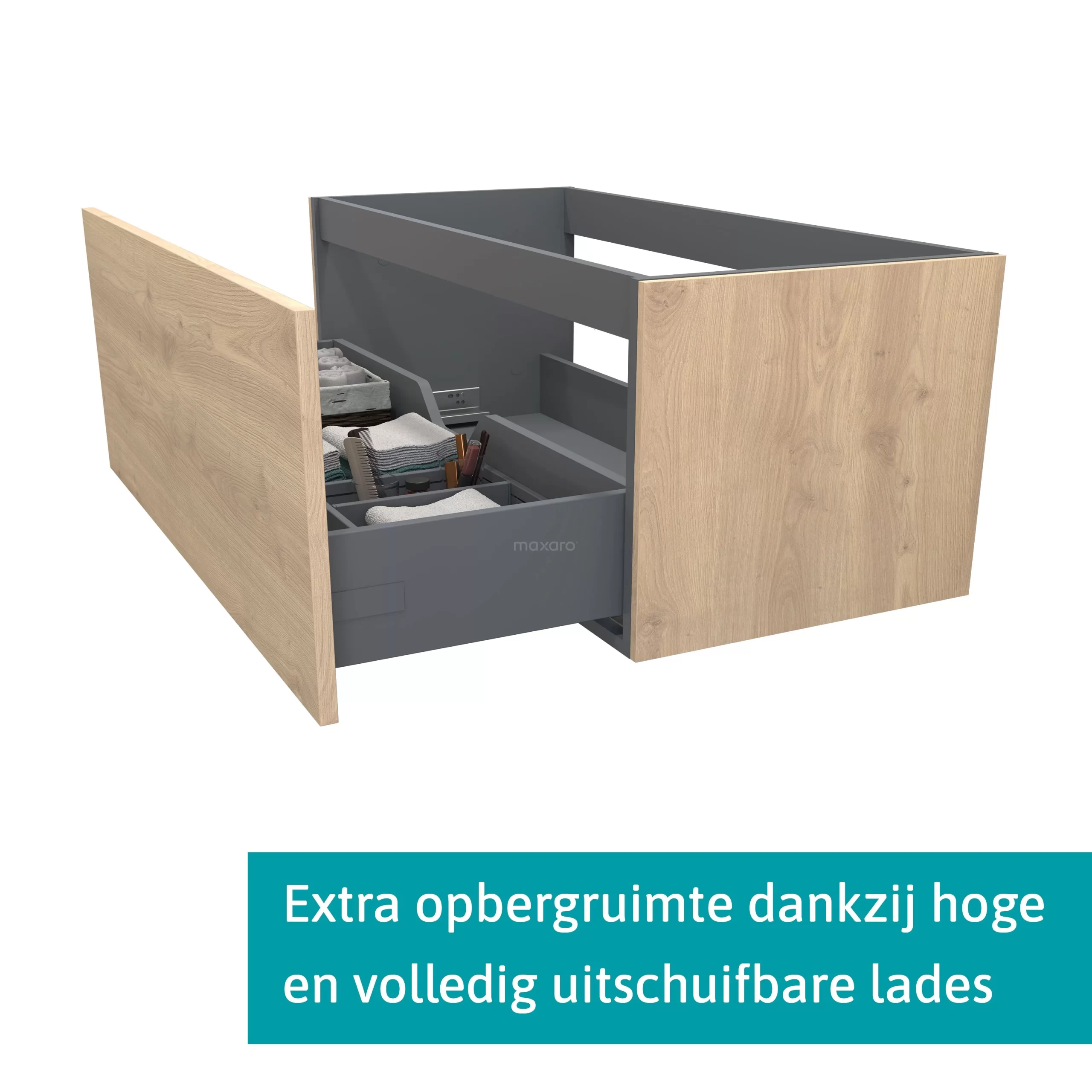 Modulo Plato Badkamermeubel Voor Waskom | 120 Cm Lichtbruin Eiken Vlak Front Lichtgrijs Eiken Blad 1 Lade 4 Modulo Plato Badkamermeubel Voor Waskom | 120 Cm Lichtbruin Eiken Vlak Front Lichtgrijs Eiken Blad 1 Lade - Afbeelding 2