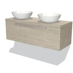 Modulo Plato Badkamermeubel Voor Waskom | 120 Cm Lichtgrijs Eiken Vlak Front Lichtgrijs Eiken Blad 1 Lade