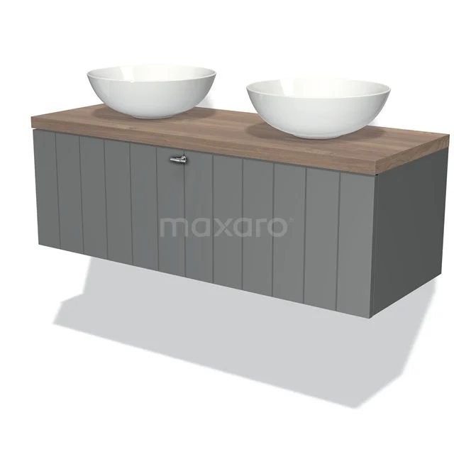 Modulo Plato Badkamermeubel Voor Waskom | 120 Cm Middengrijs Lamel Front Middenbruin Eiken Blad 1 Lade 3 Modulo Plato Badkamermeubel Voor Waskom | 120 Cm Middengrijs Lamel Front Middenbruin Eiken Blad 1 Lade