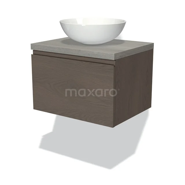 Modulo Plato Badkamermeubel Voor Waskom | 60 Cm Donkerbruin Eiken Greeploos Front Grijs Eiken Blad 1 Lade 3 Modulo Plato Badkamermeubel Voor Waskom | 60 Cm Donkerbruin Eiken Greeploos Front Grijs Eiken Blad 1 Lade