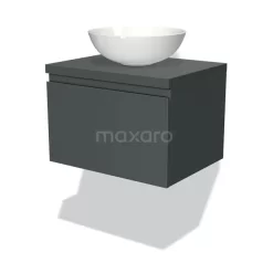 Modulo Plato Badkamermeubel Voor Waskom | 60 Cm Donkergrijs Greeploos Front Donkergrijs Blad 1 Lade