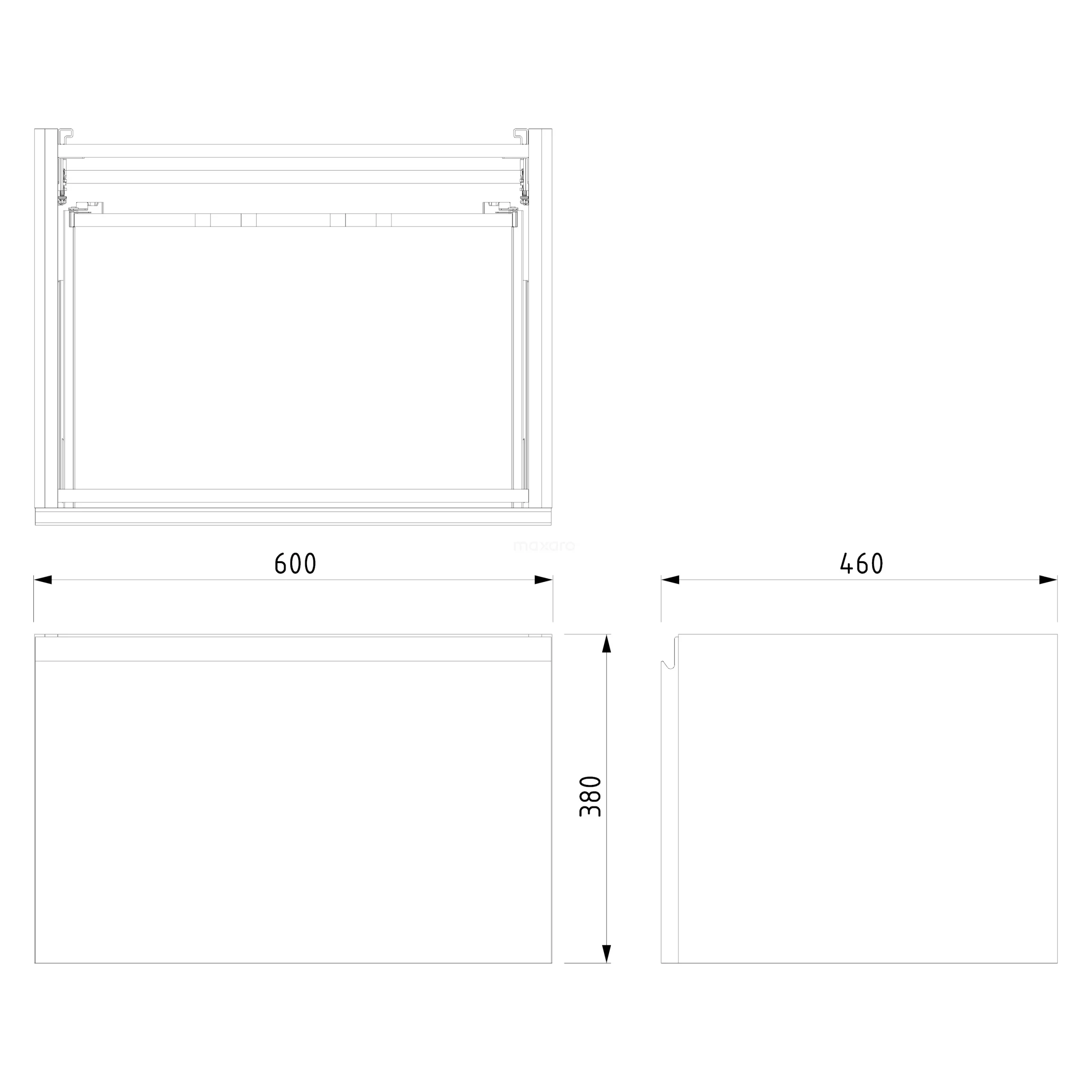 Modulo Plato Badkamermeubel Voor Waskom | 60 Cm Donkergrijs Greeploos Front Hoogglans Wit Blad 1 Lade 8 Modulo Plato Badkamermeubel Voor Waskom | 60 Cm Donkergrijs Greeploos Front Hoogglans Wit Blad 1 Lade - Afbeelding 6