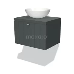 Modulo Plato Badkamermeubel Voor Waskom | 60 Cm Donkergrijs Lamel Front Donkergrijs Blad 1 Lade