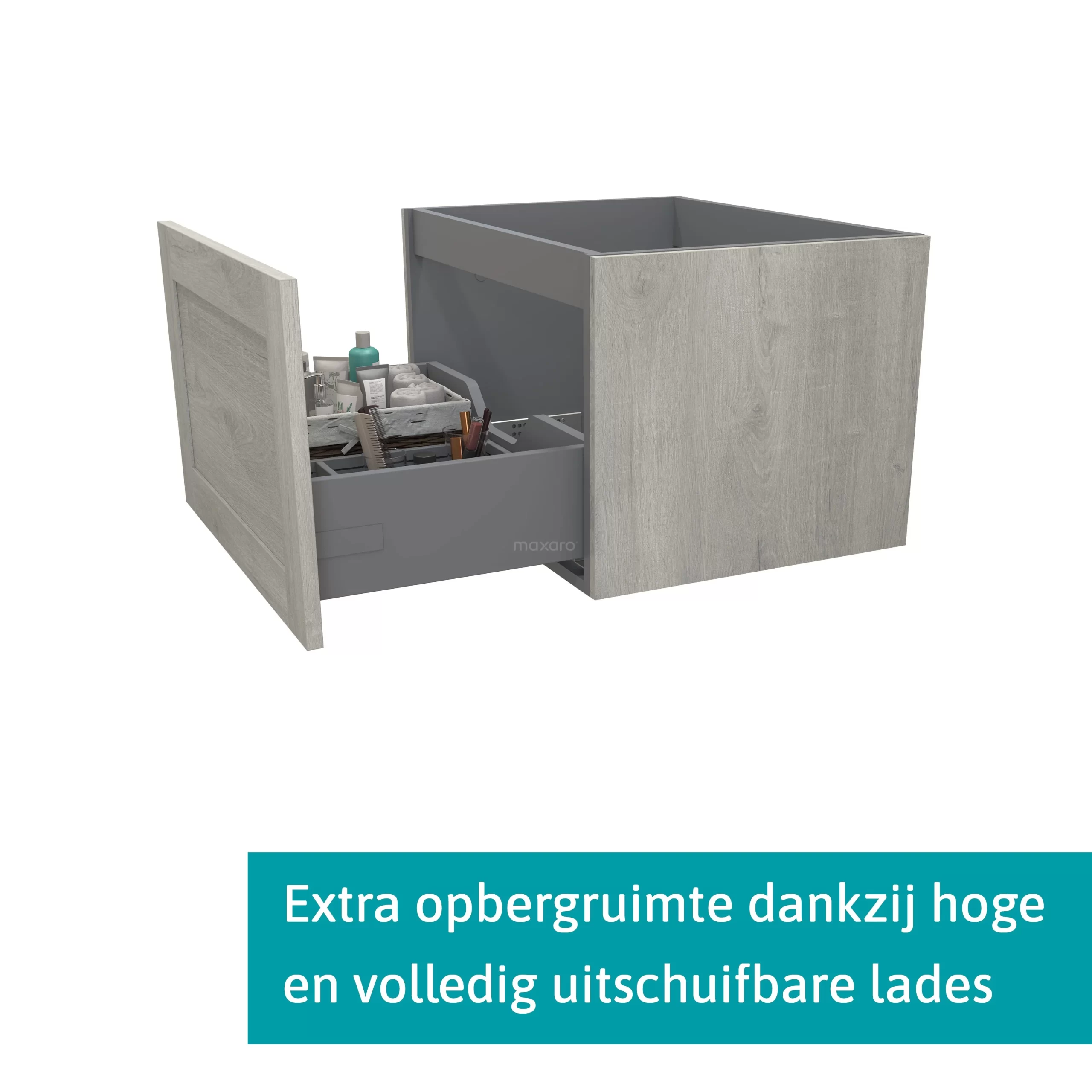 Modulo Plato Badkamermeubel Voor Waskom | 60 Cm Grijs Eiken Kader Front Mat Wit Blad 1 Lade 4 Modulo Plato Badkamermeubel Voor Waskom | 60 Cm Grijs Eiken Kader Front Mat Wit Blad 1 Lade - Afbeelding 2