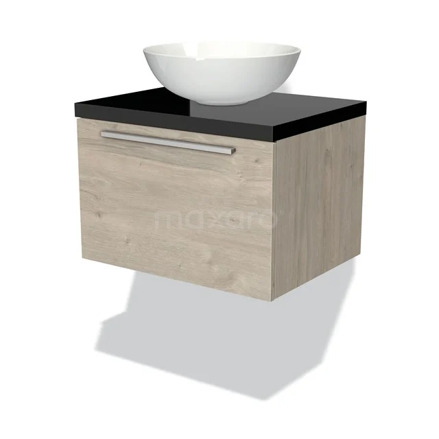 Modulo Plato Badkamermeubel Voor Waskom | 60 Cm Lichtgrijs Eiken Vlak Front Hoogglans Zwart Blad 1 Lade 3 Modulo Plato Badkamermeubel Voor Waskom | 60 Cm Lichtgrijs Eiken Vlak Front Hoogglans Zwart Blad 1 Lade