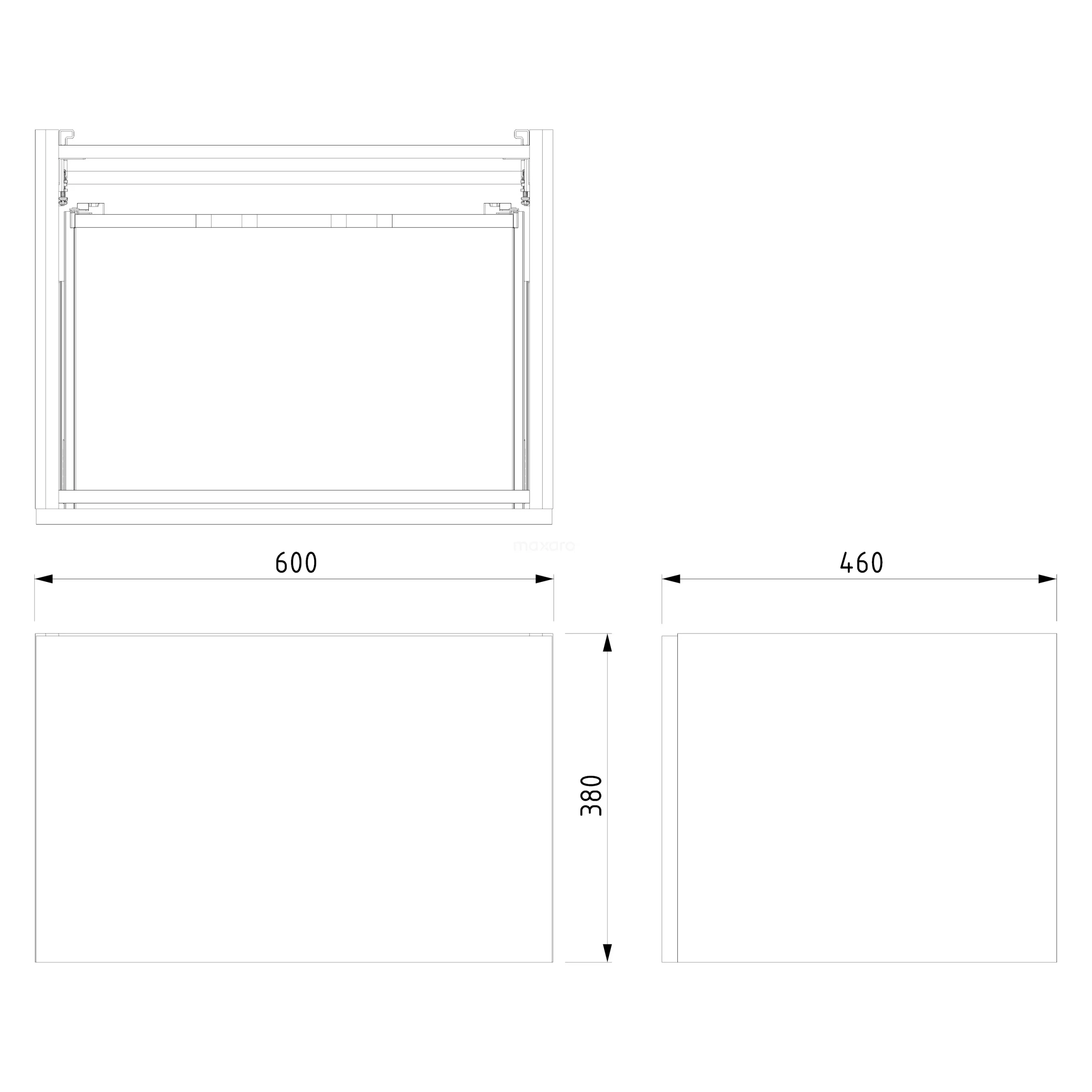 Modulo Plato Badkamermeubel Voor Waskom | 60 Cm Mat Zwart Vlak Front Hoogglans Wit Blad 1 Lade 8 Modulo Plato Badkamermeubel Voor Waskom | 60 Cm Mat Zwart Vlak Front Hoogglans Wit Blad 1 Lade - Afbeelding 6
