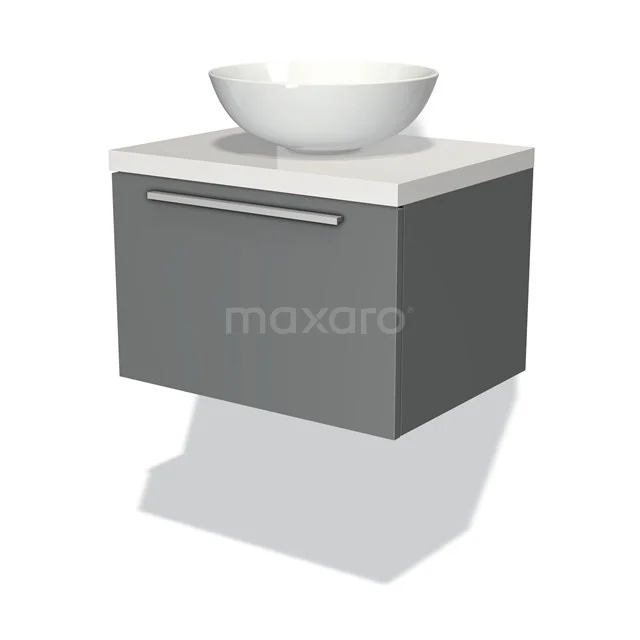 Modulo Plato Badkamermeubel Voor Waskom | 60 Cm Middengrijs Vlak Front Hoogglans Wit Blad 1 Lade 3 Modulo Plato Badkamermeubel Voor Waskom | 60 Cm Middengrijs Vlak Front Hoogglans Wit Blad 1 Lade