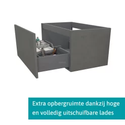 Modulo Plato Badkamermeubel Voor Waskom | 80 Cm Donkergrijs Beton Vlak Front Eiken Blad 1 Lade -Winkel Voor Badkamermeubels modulo plato badkamermeubel voor waskom 80 cm donkergrijs beton vlak front eiken blad 1 lade bmk11 01760 1