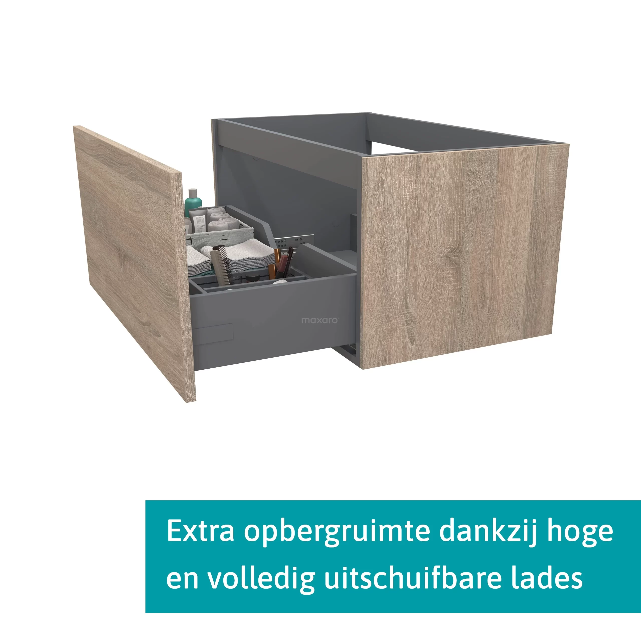 Modulo Plato Badkamermeubel Voor Waskom | 80 Cm Eiken Vlak Front Hoogglans Wit Blad 1 Lade 4 Modulo Plato Badkamermeubel Voor Waskom | 80 Cm Eiken Vlak Front Hoogglans Wit Blad 1 Lade - Afbeelding 2