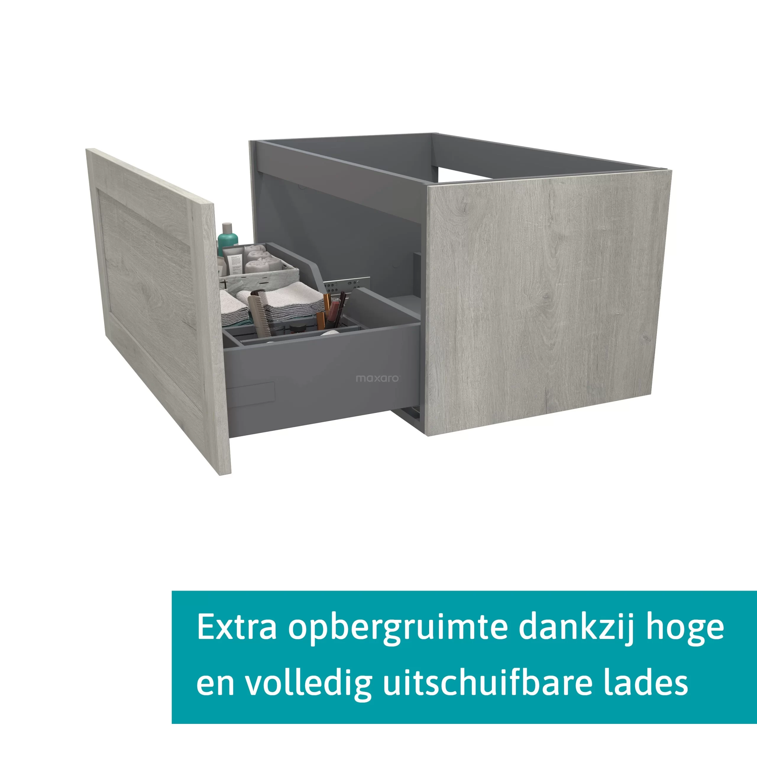 Modulo Plato Badkamermeubel Voor Waskom | 80 Cm Grijs Eiken Kader Front Eiken Blad 1 Lade 4 Modulo Plato Badkamermeubel Voor Waskom | 80 Cm Grijs Eiken Kader Front Eiken Blad 1 Lade - Afbeelding 2