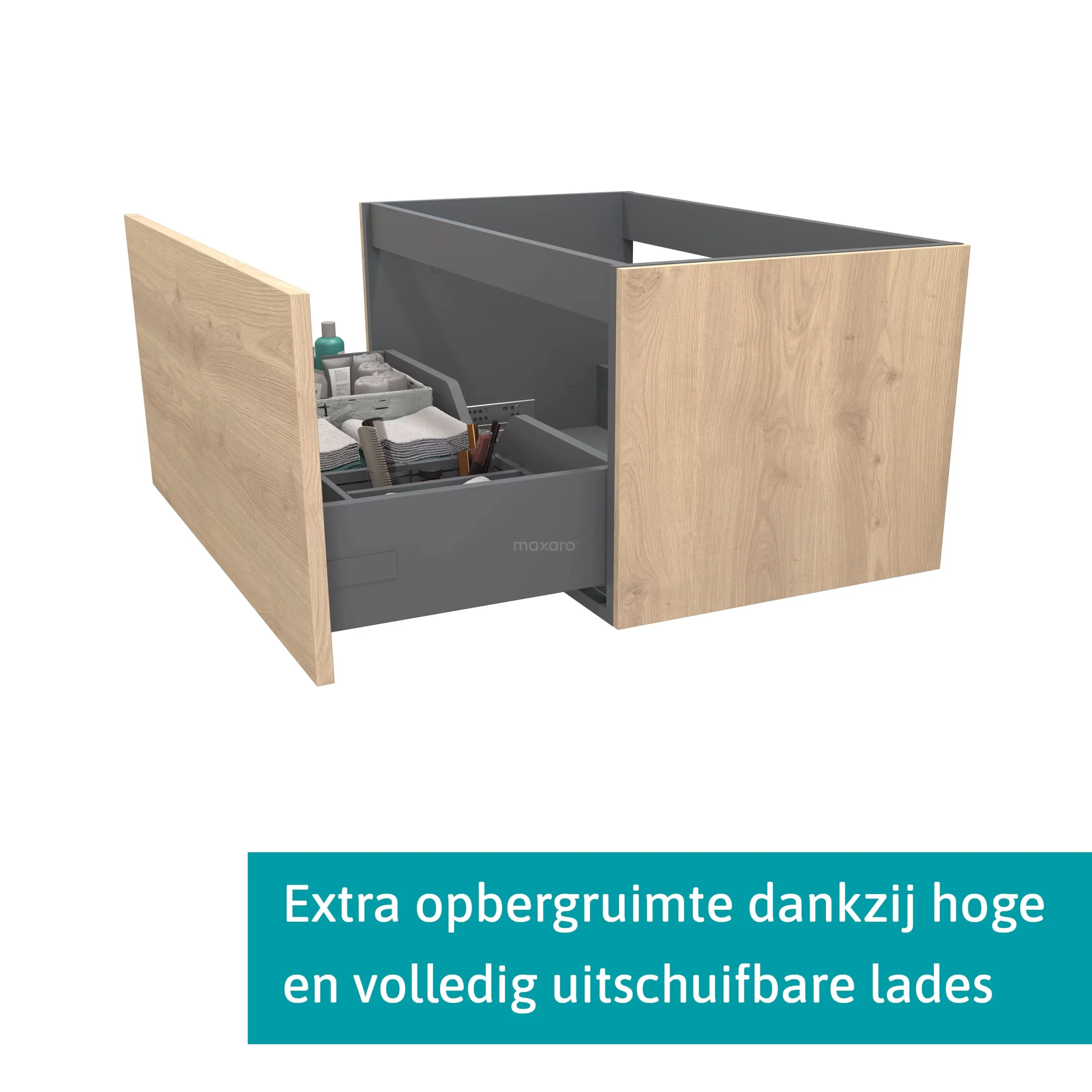 Modulo Plato Badkamermeubel Voor Waskom | 80 Cm Lichtbruin Eiken Vlak Front Mat Zwart Blad 1 Lade 4 Modulo Plato Badkamermeubel Voor Waskom | 80 Cm Lichtbruin Eiken Vlak Front Mat Zwart Blad 1 Lade - Afbeelding 2