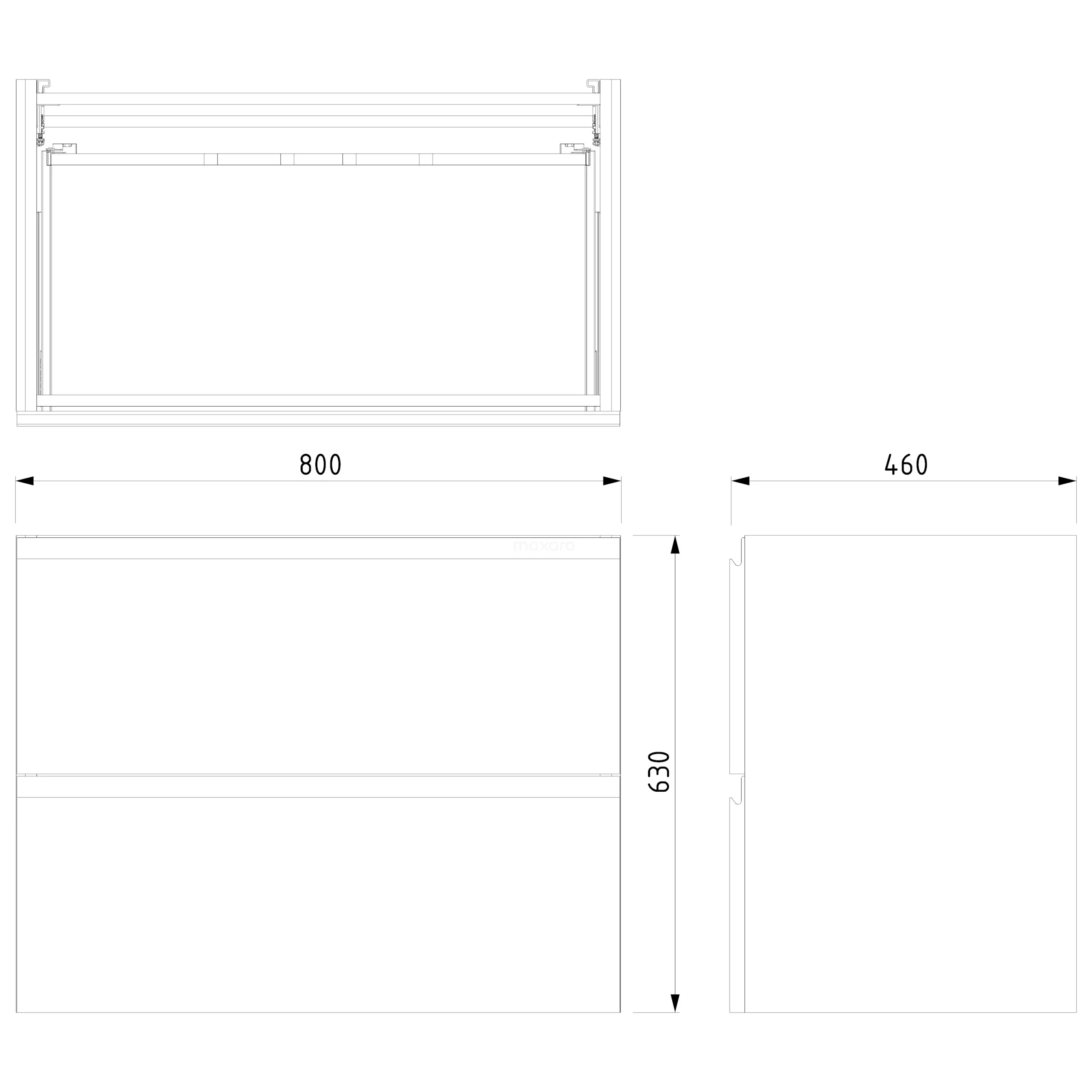 Modulo Plato Badkamermeubel Voor Waskom | 80 Cm Mat Zwart Greeploos Front Lichtbruin Eiken Blad 2 Lades Onder Elkaar 9 Modulo Plato Badkamermeubel Voor Waskom | 80 Cm Mat Zwart Greeploos Front Lichtbruin Eiken Blad 2 Lades Onder Elkaar - Afbeelding 7
