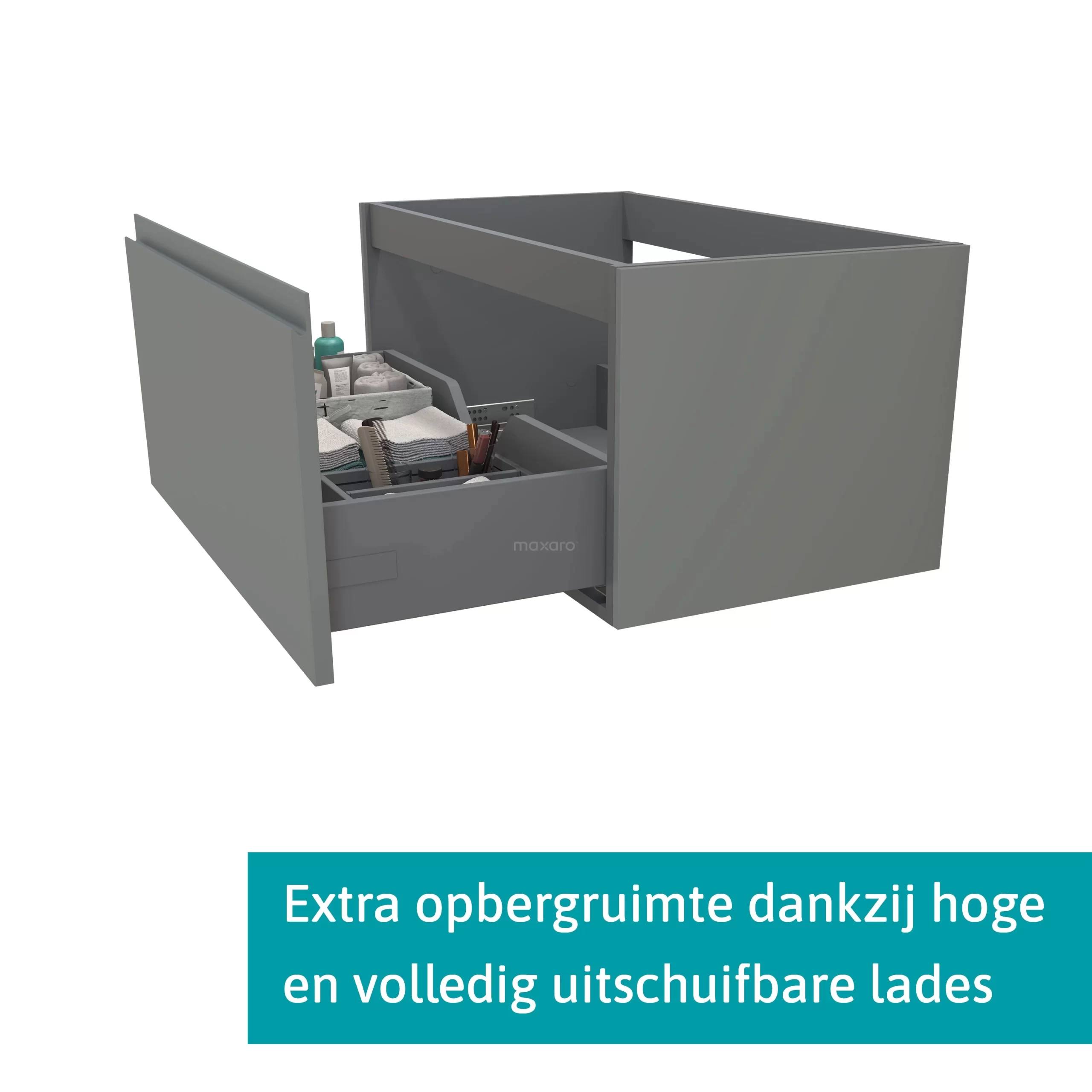 Modulo Plato Badkamermeubel Voor Waskom | 80 Cm Middengrijs Greeploos Front Mat Wit Blad 1 Lade 4 Modulo Plato Badkamermeubel Voor Waskom | 80 Cm Middengrijs Greeploos Front Mat Wit Blad 1 Lade - Afbeelding 2