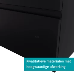 Modulo Plato Slim Badkamermeubel Voor Waskom | 120 Cm Mat Zwart Greeploos Front Middenbruin Eiken Blad 4 Lades -Winkel Voor Badkamermeubels modulo plato slim badkamermeubel voor waskom 120 cm mat zwart greeploos front middenbruin eiken blad 4 lades bmk38 00299 3