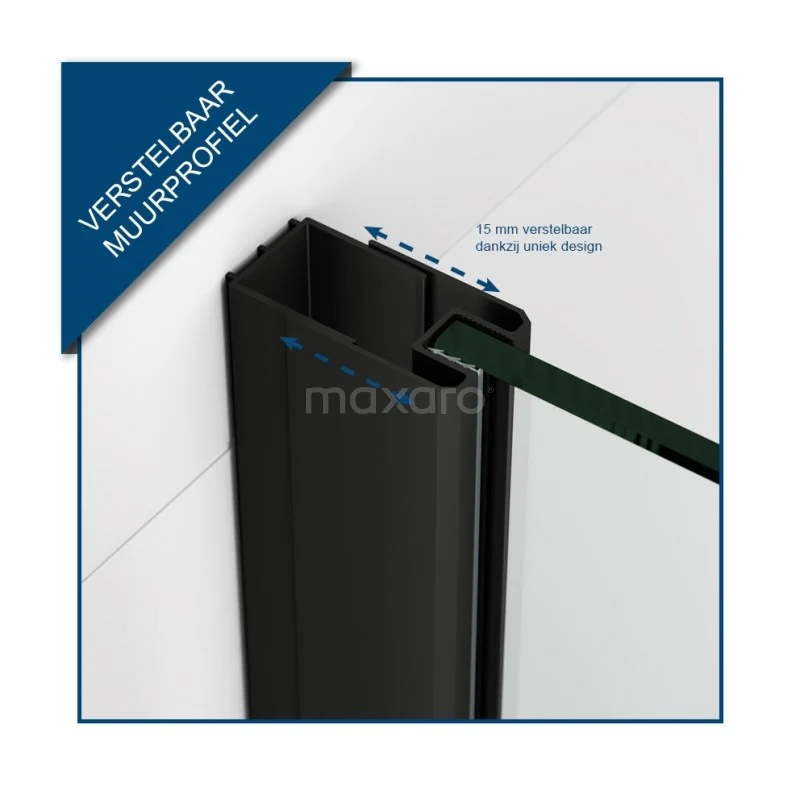 Pearl Inloopdouche | 100x90 Cm Mat Zwart Matglas 2 Vaste Wanden 6 Pearl Inloopdouche | 100x90 Cm Mat Zwart Matglas 2 Vaste Wanden - Afbeelding 4