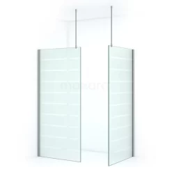 Pearl Inloopdouche | 90x90 Cm Chroom Helder Met Matte Strepen 2 Vaste Wanden