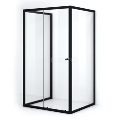 Ruby Allure Douchecabine | 110x90 Cm Mat Zwart Helder Glas Schuifdeur Halfvrijstaande Rechthoek