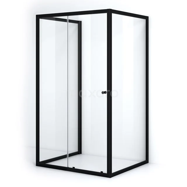 Ruby Allure Douchecabine | 110x90 Cm Mat Zwart Helder Glas Schuifdeur Halfvrijstaande Rechthoek 3 Ruby Allure Douchecabine | 110x90 Cm Mat Zwart Helder Glas Schuifdeur Halfvrijstaande Rechthoek