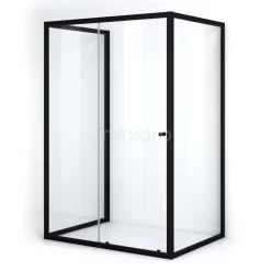 Ruby Allure Douchecabine | 150x100 Cm Mat Zwart Helder Glas Schuifdeur Halfvrijstaande Rechthoek