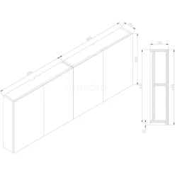 Spiegelkast Lato 160x62cm Hoogglans Wit 4 Deuren -Winkel Voor Badkamermeubels spiegelkast lato 160x62cm hoogglans wit 4 deuren k01 1600 40400 5