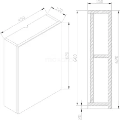 Spiegelkast Lato 45x62cm Hoogglans Wit 1 Deur 13 Spiegelkast Lato 45x62cm Hoogglans Wit 1 Deur -Winkel Voor Badkamermeubels spiegelkast lato 45x62cm hoogglans wit 1 deur k01 0450 40402 5