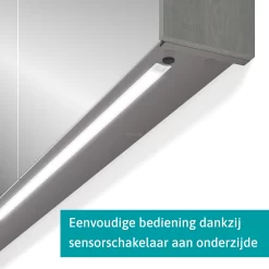 Spiegelkast Met Verlichting Modulo 120x70cm Grijs Eiken -Winkel Voor Badkamermeubels spiegelkast met verlichting modulo 120x70cm grijs eiken k99 1200 59008 39 3