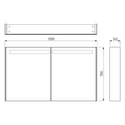 Spiegelkast Met Verlichting Modulo 120x70cm Grijs Eiken -Winkel Voor Badkamermeubels spiegelkast met verlichting modulo 120x70cm grijs eiken k99 1200 59008 39 4