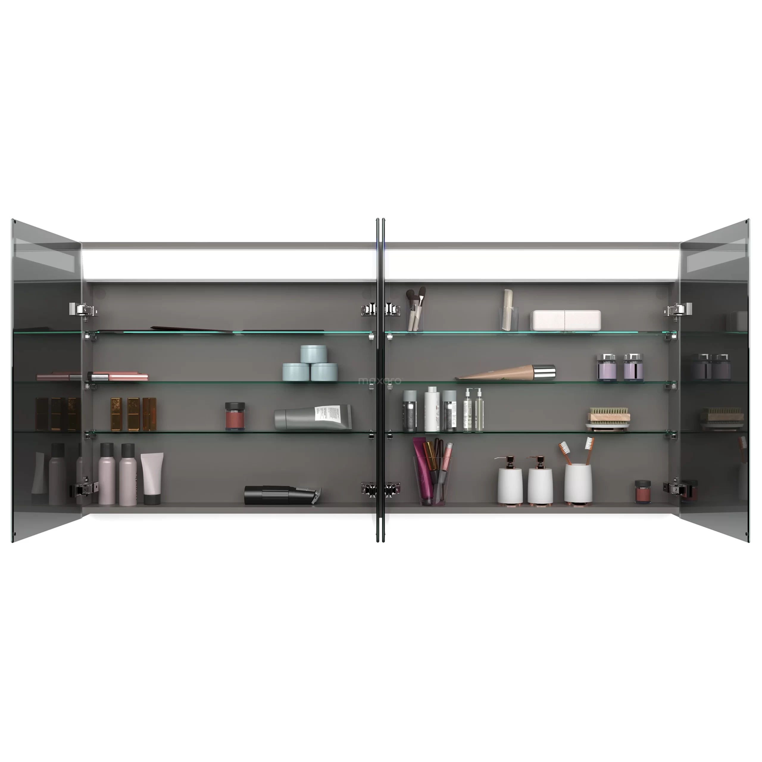 Spiegelkast Met Verlichting Modulo 160x70cm Donkergrijs 5 Spiegelkast Met Verlichting Modulo 160x70cm Donkergrijs - Afbeelding 3