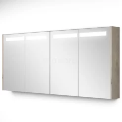 Spiegelkast Met Verlichting Modulo 160x70cm Lichtgrijs Eiken