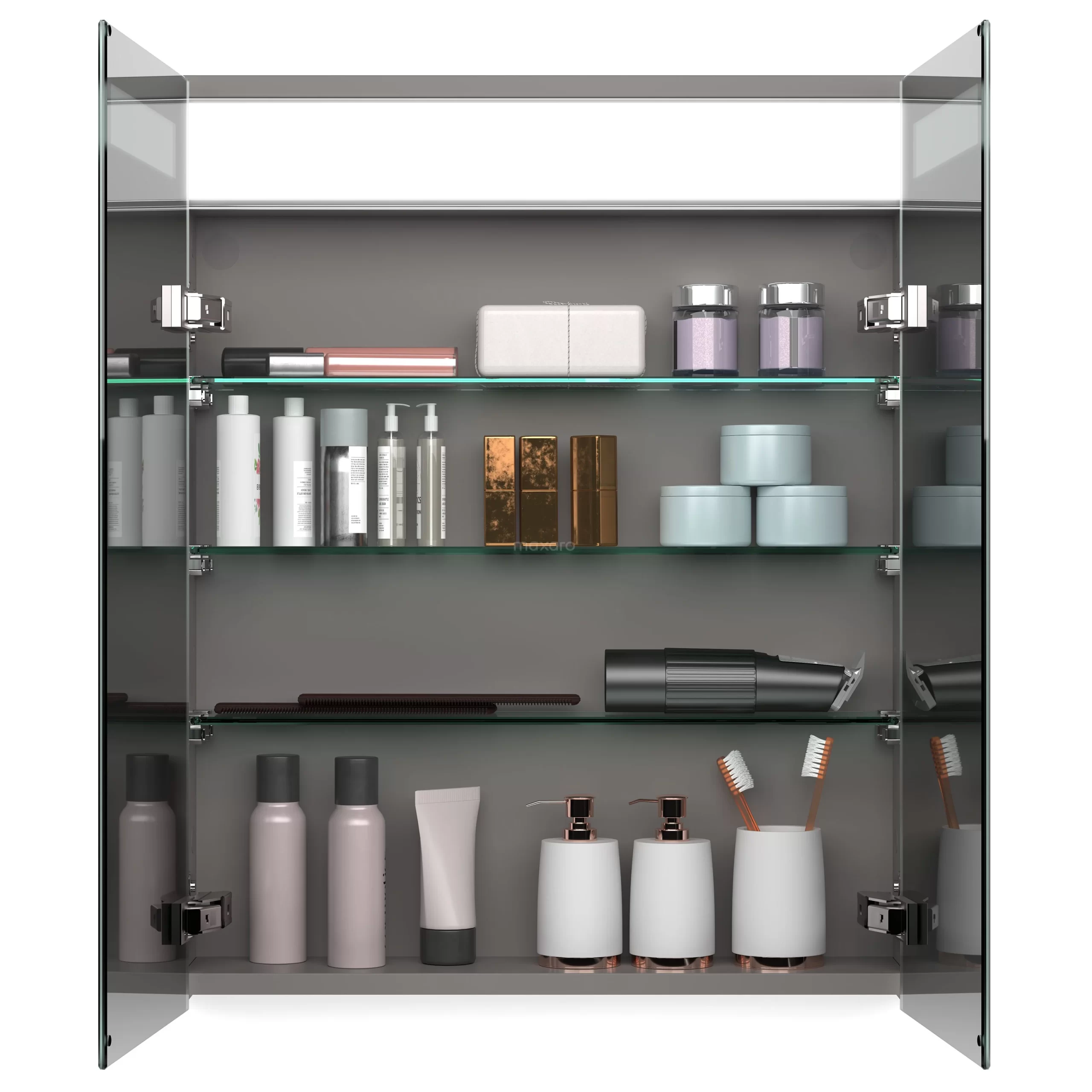 Spiegelkast Met Verlichting Modulo 60x70cm Donkergrijs Beton 4 Spiegelkast Met Verlichting Modulo 60x70cm Donkergrijs Beton - Afbeelding 2