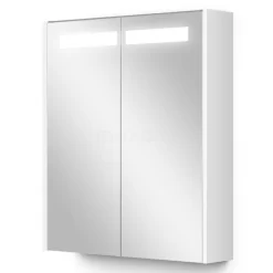 Spiegelkast Met Verlichting Modulo 60x70cm Hoogglans Wit