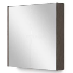 Spiegelkast Met Verlichting Modulo 70x70cm Donkerbruin Eiken