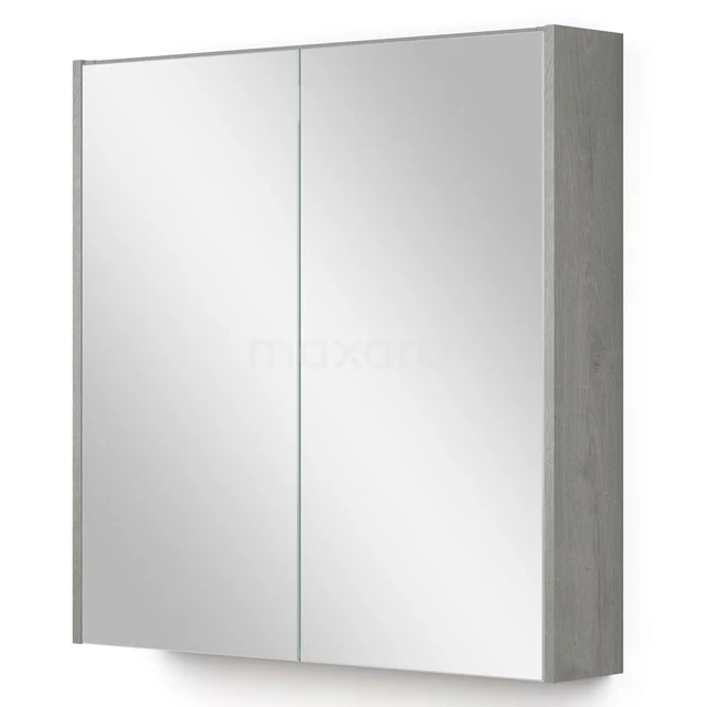 Spiegelkast Met Verlichting Modulo 70x70cm Grijs Eiken 3 Spiegelkast Met Verlichting Modulo 70x70cm Grijs Eiken