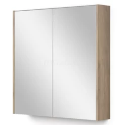 Spiegelkast Met Verlichting Modulo 70x70cm Lichtbruin Eiken