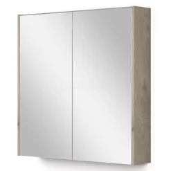 Spiegelkast Met Verlichting Modulo 70x70cm Lichtgrijs Eiken