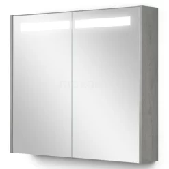 Spiegelkast Met Verlichting Modulo 80x70cm Grijs Eiken
