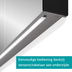 Spiegelkast Met Verlichting Modulo 80x70cm Hoogglans Zwart -Winkel Voor Badkamermeubels spiegelkast met verlichting modulo 80x70cm hoogglans zwart k99 0800 59008 11 3