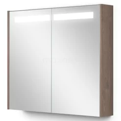 Spiegelkast Met Verlichting Modulo 80x70cm Middenbruin Eiken