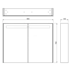 Spiegelkast Met Verlichting Modulo 90x70cm Donkergrijs Beton -Winkel Voor Badkamermeubels spiegelkast met verlichting modulo 90x70cm donkergrijs beton k99 0900 59008 51 4