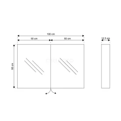 Spiegelkast Mio 100x66cm Aluminium 2 Deuren 11 Spiegelkast Mio 100x66cm Aluminium 2 Deuren -Winkel Voor Badkamermeubels spiegelkast mio 100x66cm aluminium 2 deuren k03 1000 45605 4