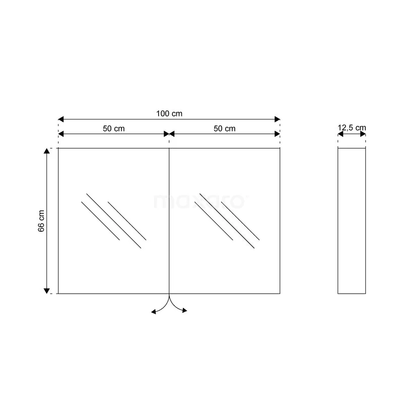 Spiegelkast Mio 100x66cm Aluminium 2 Deuren 7 Spiegelkast Mio 100x66cm Aluminium 2 Deuren - Afbeelding 5