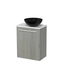 Toiletmeubel Met Waskom Keramiek Modulo Grijs Eiken Vlak 41 Cm Hoogglans Wit Blad -Winkel Voor Badkamermeubels toiletmeubel met waskom keramiek modulo grijs eiken vlak 41 cm hoogglans wit blad tmk10 03399 1