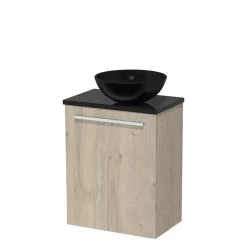 Toiletmeubel Met Waskom Keramiek Modulo Lichtgrijs Eiken Vlak 41 Cm Hoogglans Zwart Blad -Winkel Voor Badkamermeubels toiletmeubel met waskom keramiek modulo lichtgrijs eiken vlak 41 cm hoogglans zwart blad tmk10 03301 1