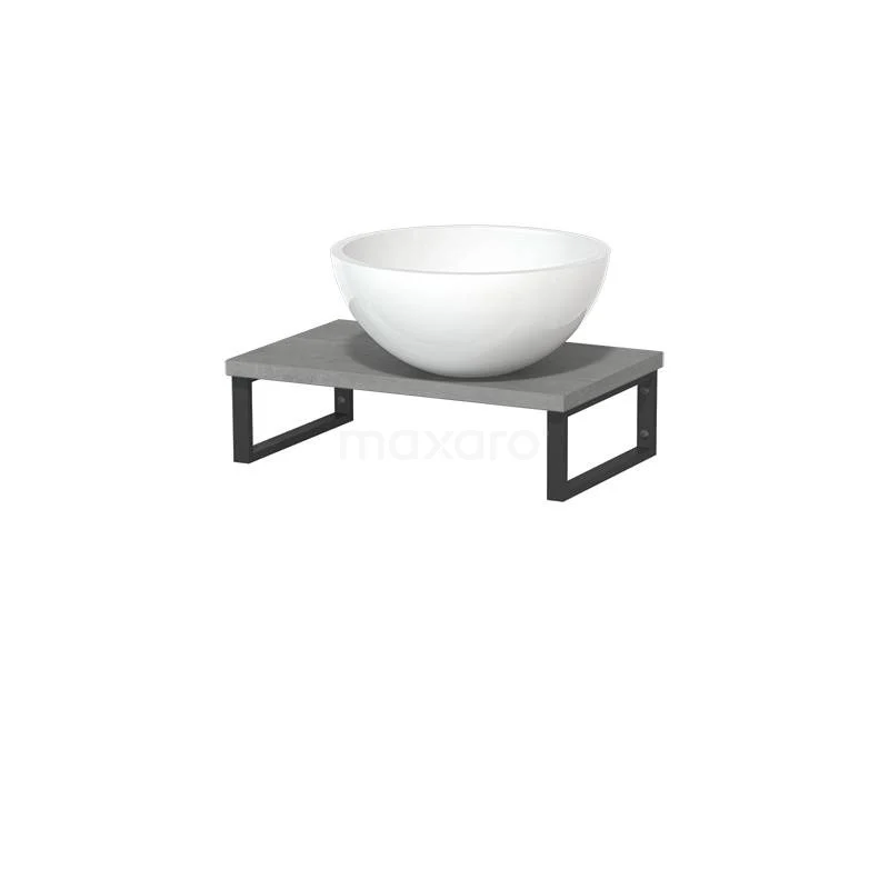 Toiletmeubel Met Waskom Mineraalmarmer Glanzend Modulo Lichtgrijs Beton 41 Cm Wandbeugels Zwart 3 Toiletmeubel Met Waskom Mineraalmarmer Glanzend Modulo Lichtgrijs Beton 41 Cm Wandbeugels Zwart - Afbeelding 2