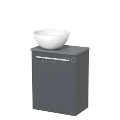 Toiletmeubel Met Waskom Mineraalmarmer Modulo Donkergrijs Vlak 41 Cm Middengrijs Blad