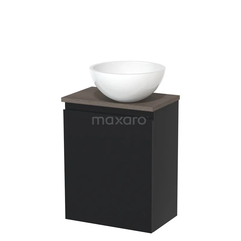 Toiletmeubel Met Waskom Mineraalmarmer Modulo Mat Zwart Greeploos 41 Cm Donkerbruin Eiken Blad 4 Toiletmeubel Met Waskom Mineraalmarmer Modulo Mat Zwart Greeploos 41 Cm Donkerbruin Eiken Blad - Afbeelding 2