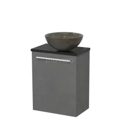 Toiletmeubel Met Waskom Natuursteen Modulo Donkergrijs Beton Vlak 41 Cm Mat Zwart Blad -Winkel Voor Badkamermeubels toiletmeubel met waskom natuursteen modulo donkergrijs beton vlak 41 cm mat zwart blad tmk10 04817 1