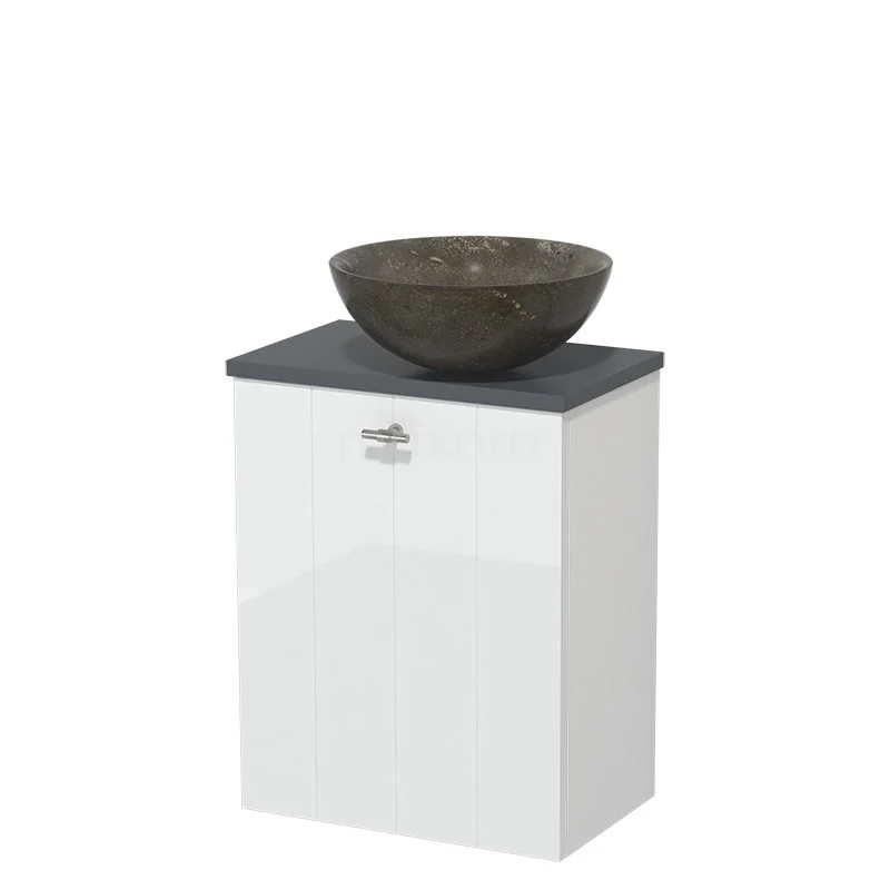 Toiletmeubel Met Waskom Natuursteen Modulo Hoogglans Wit Lamel 41 Cm Donkergrijs Blad 4 Toiletmeubel Met Waskom Natuursteen Modulo Hoogglans Wit Lamel 41 Cm Donkergrijs Blad - Afbeelding 2