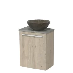 Toiletmeubel Met Waskom Natuursteen Modulo Lichtgrijs Eiken Vlak 41 Cm Grijs Eiken Blad -Winkel Voor Badkamermeubels toiletmeubel met waskom natuursteen modulo lichtgrijs eiken vlak 41 cm grijs eiken blad tmk10 02044 1